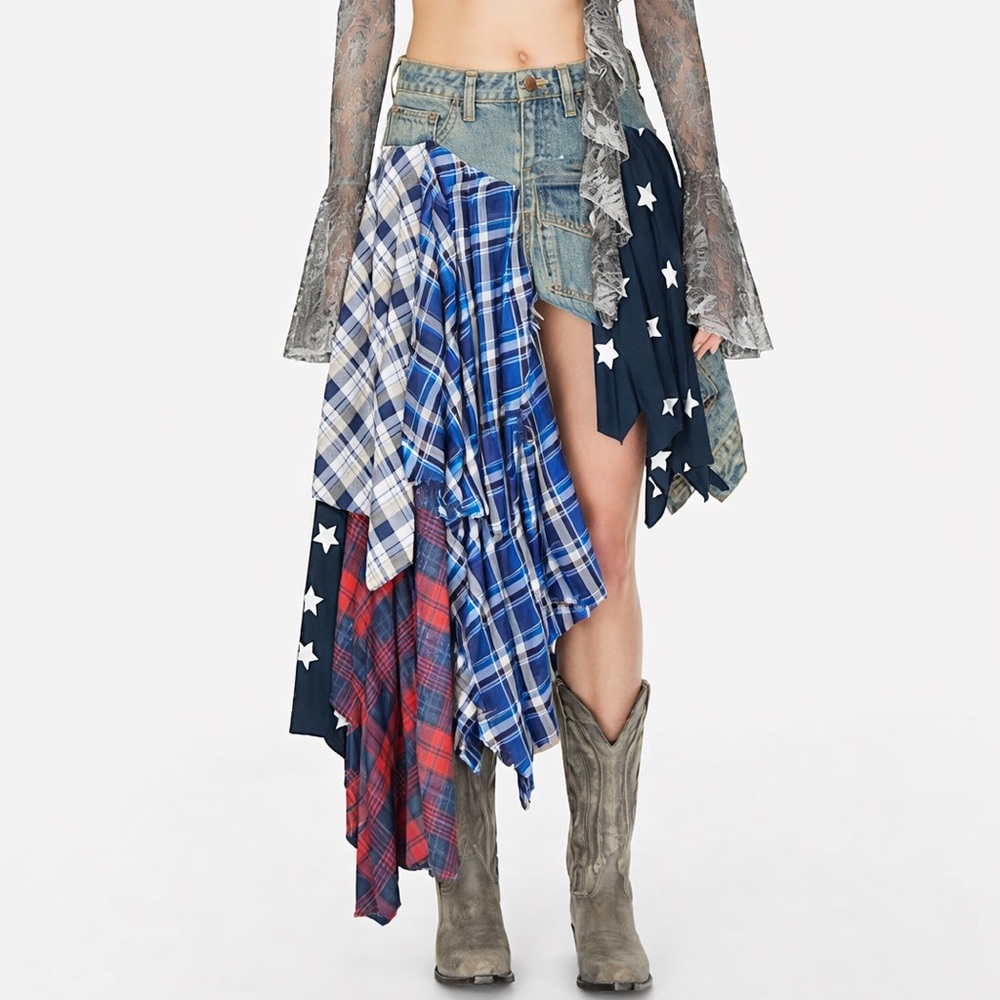 GUESS USA Patchwork denim skirt - retail price $990